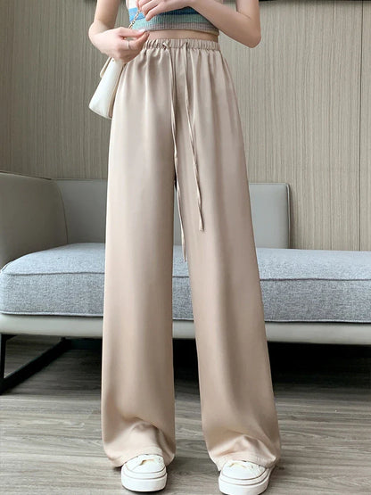 Silksommar® Collection - High-Waist & Loose-Fit Ultra Comfy Ice Silk Satin Trousers