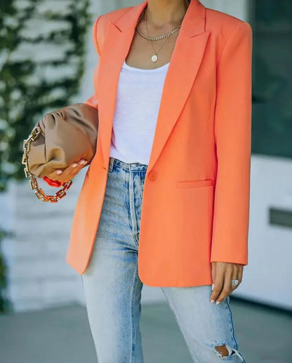 Women's Long Blazer with Pockets | Single Button