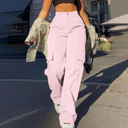 Chantal - High Waisted Pocket Cargo Trousers