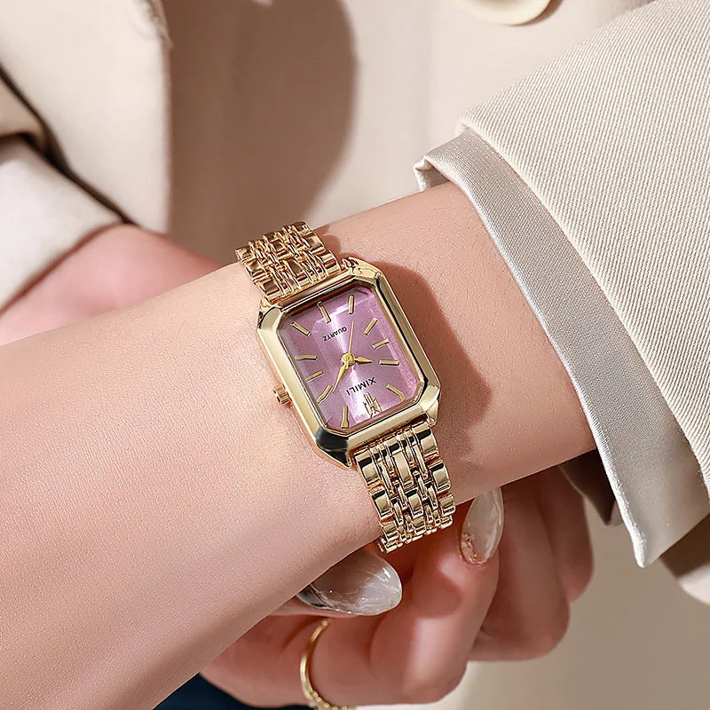 Seriva Quarzuhr – Rechteckige Damenarmbanduhr mit Metallarmband