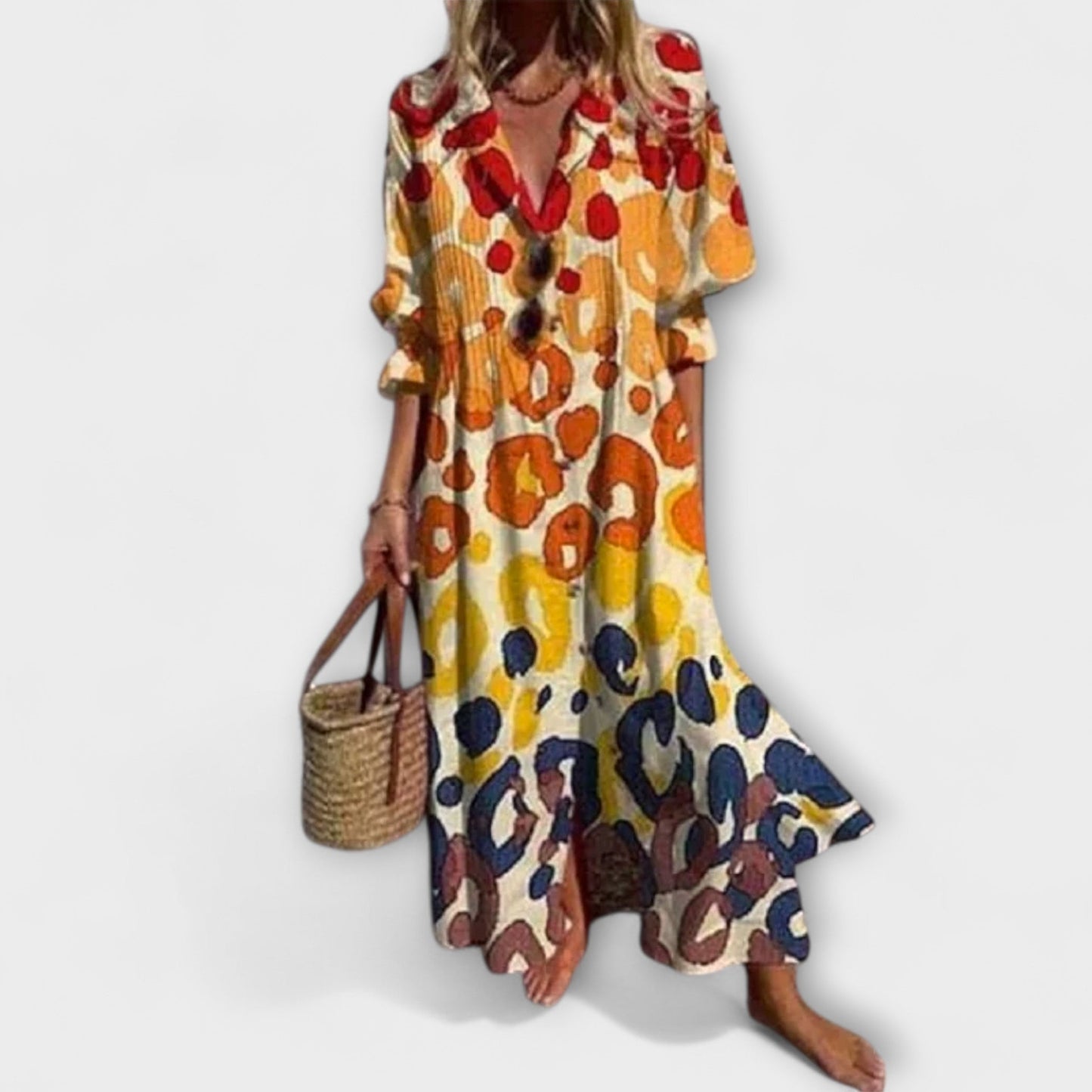 Figurschmeichelndes Maxi Kleid mit Bauchkaschierung