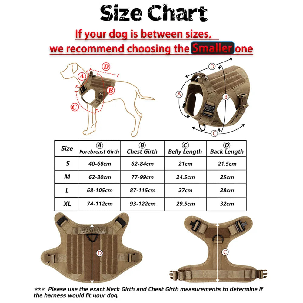 Large Dog Harness Collar Leash Molle Pouches Pet German Shepherd Malinois Training Walking Vest Dog Harnesses For Medium Dogs