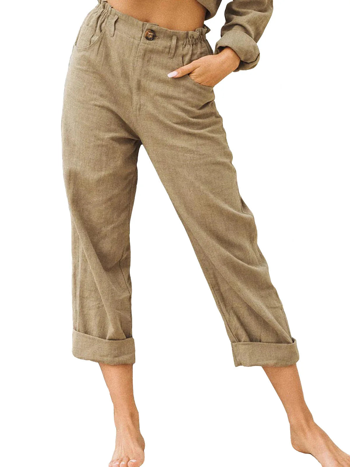 Amalia - Damen Baumwolle Cropped Hose