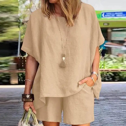 Trendiges Zweiteiliges Leinen Sommer-Set mit Shorts für Damen – Nayla