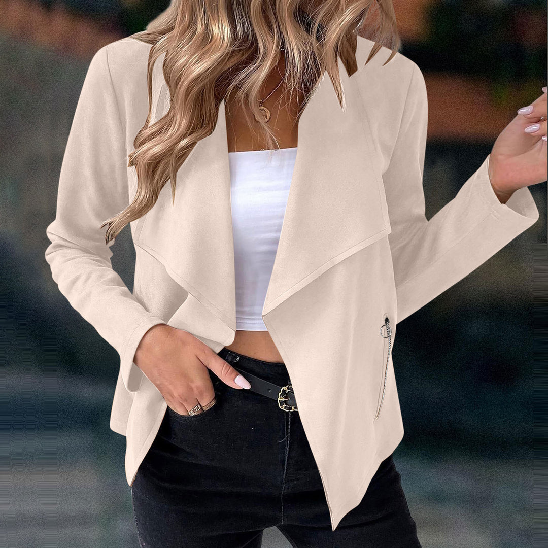 Avery – Veste élégante en daim avec manches longues et poches zippées