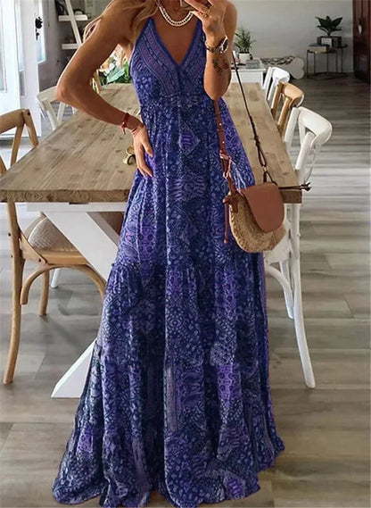 Boho-Print Schlupf-Maxikleid