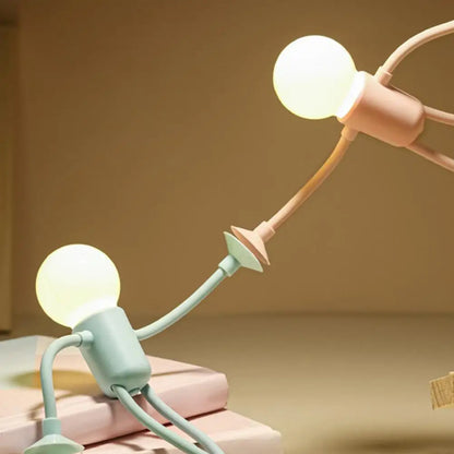Versatile Small Humanoid Night Lights Changeable Shape Creative Fun Sportsman Table Lamps Button Battery Desk Lamps Ornament