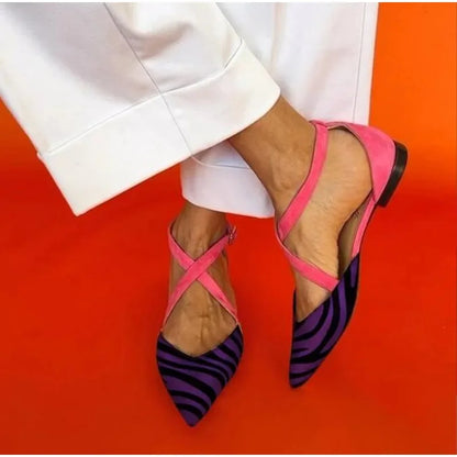 Magdalena – Damskie czółenka slingback w zebrę