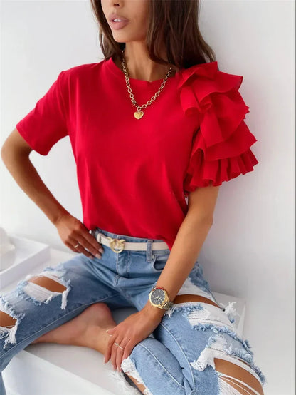 Chic Top with Bold Ruffle Sleeves
