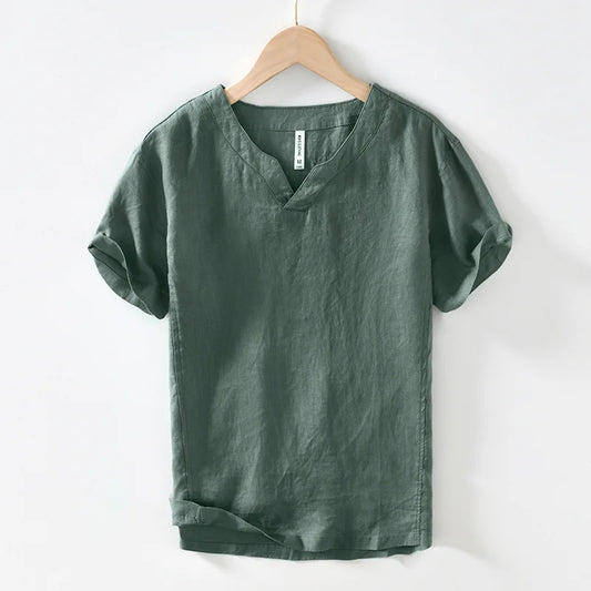 Hynara - Breezy Linen V-Neck Shirt