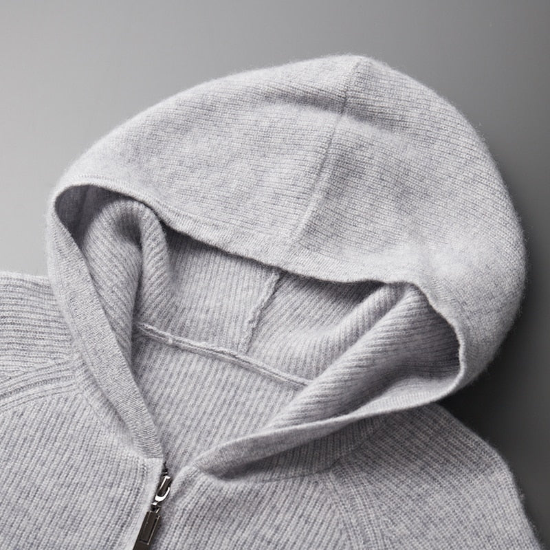 Men’s Casual Knitted Hoodie – Comfortable Zip-Up Sweater for Everyday Streetwear Style