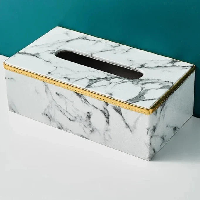 PraktLåda® by JesseVance Sweden: Designer Leather Marble Grain Tissue Box