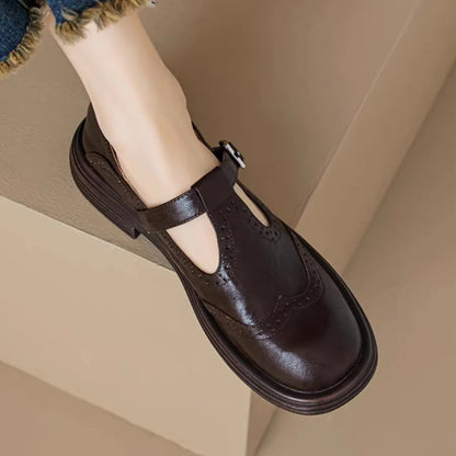 Lily | Classic Women Leather T-Strap Shoes