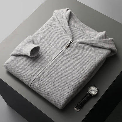 Men’s Casual Knitted Hoodie – Comfortable Zip-Up Sweater for Everyday Streetwear Style