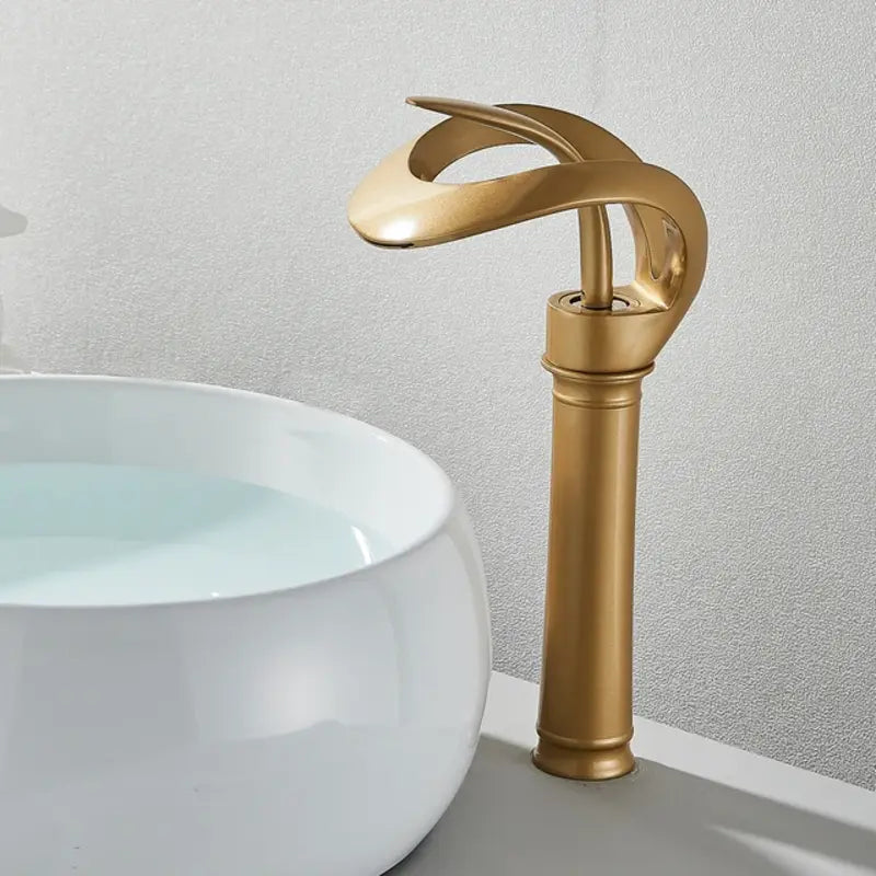 Messing Basin Mixer Tap with Waterfall Spout - Flowarc