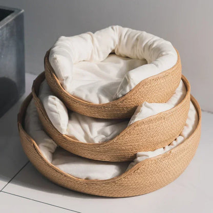 CloudBed - Eco-Friendly Woven Dog Bed Sofa – Breathable Bamboo Style Pet House for Indoor Dogs & Small Pets