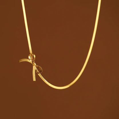 316L Stainless Steel Bow Collarbone Snake Bone Chain Necklace Casual Personality Girl Exquisite Jewelry Gift Party Accessories