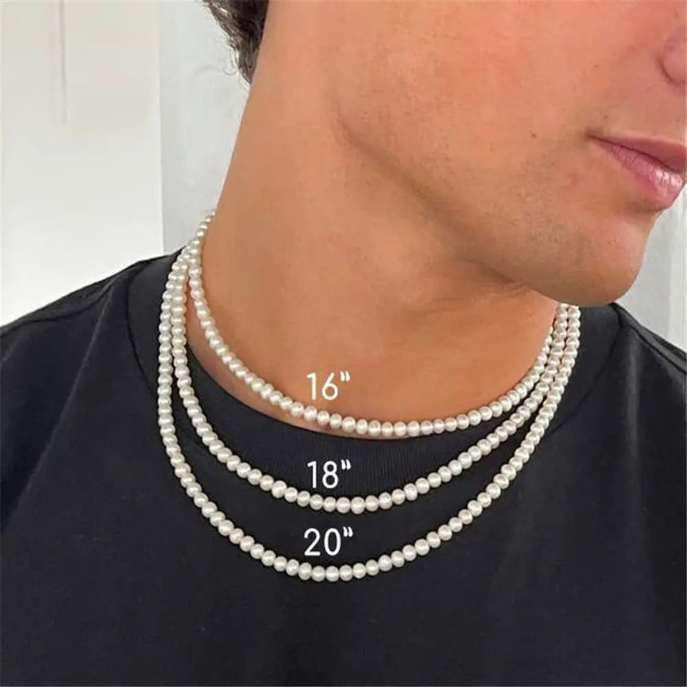 Artificial White Pearl Necklace Elegant Beaded Choker For Men Women