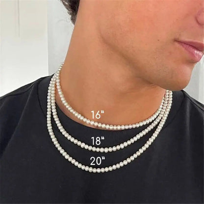 Artificial White Pearl Necklace Elegant Beaded Choker For Men Women