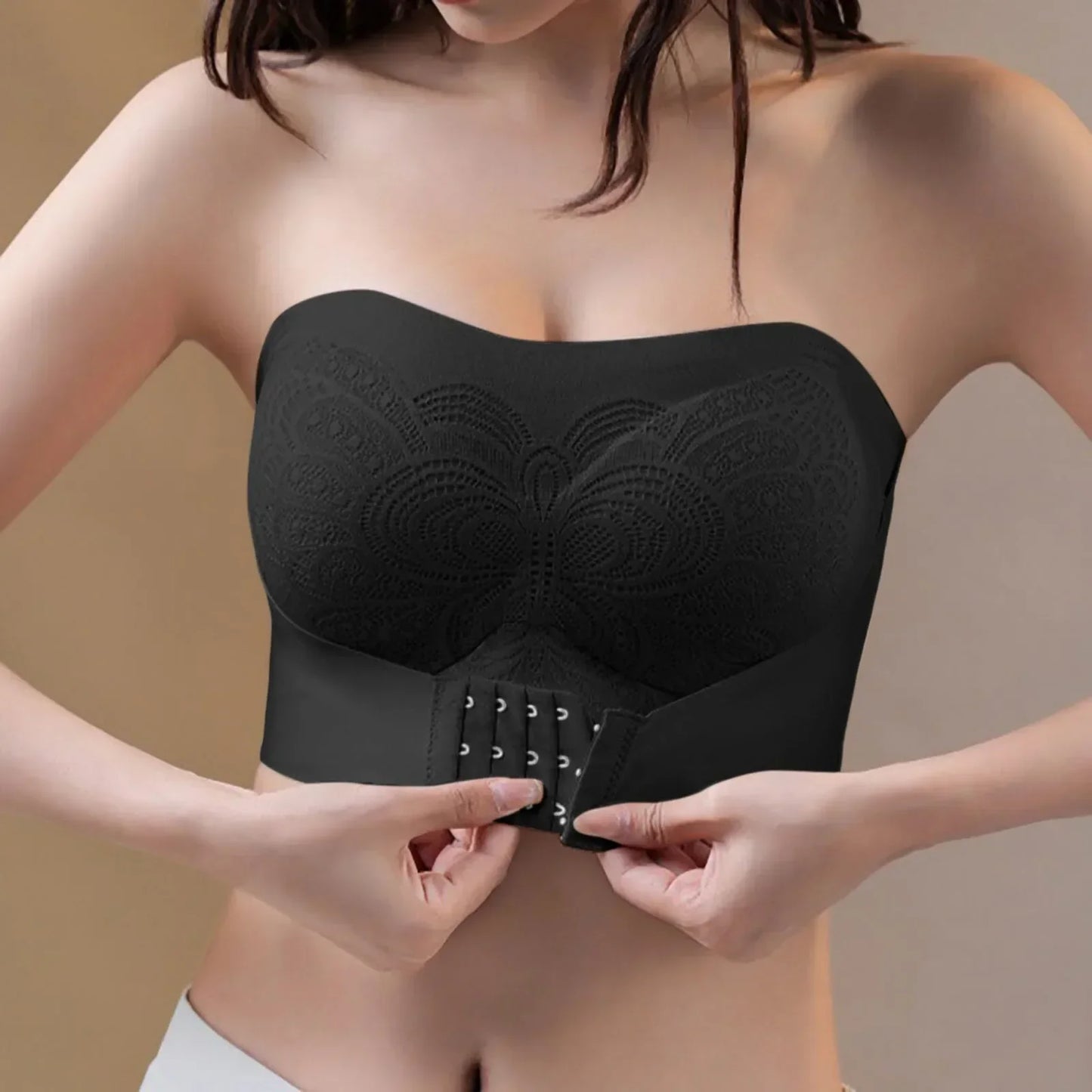 Bandeau-top för kvinnor med framknäppning
