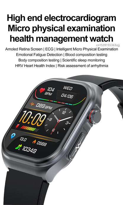 Amoled Smart Watch ET585 Men ECG Blood Compositoin Health Monitoring Bluetooth Call Women Sports Fitness Tracker Smartwatch
