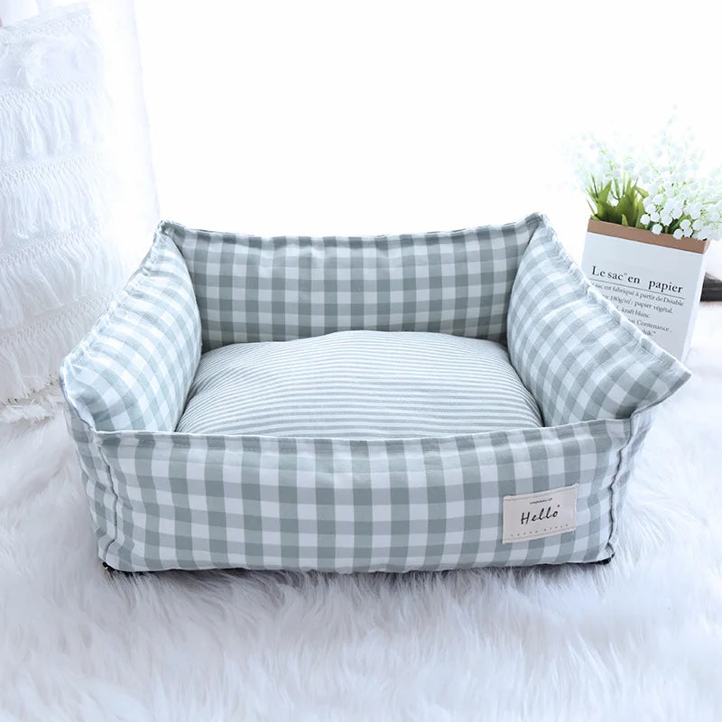 CloudBed Cotton Pet Sofa Bed – Breathable Striped Dog Bed for Small to Medium Pets