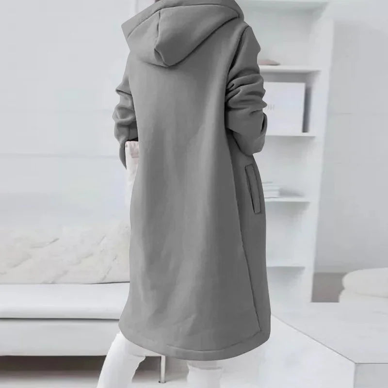 Elsie | Hooded cardigan with curved hem