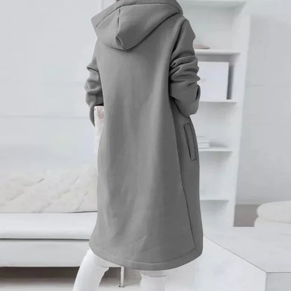 Elsie | Hooded cardigan with curved hem