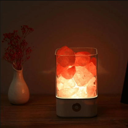 Lampe en cristal de sel de l'Himalaya (couleur) | Éclairage - Science Factory
