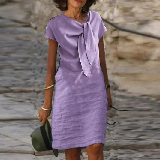 Short-Sleeve Dress With Bow Detail - Regina