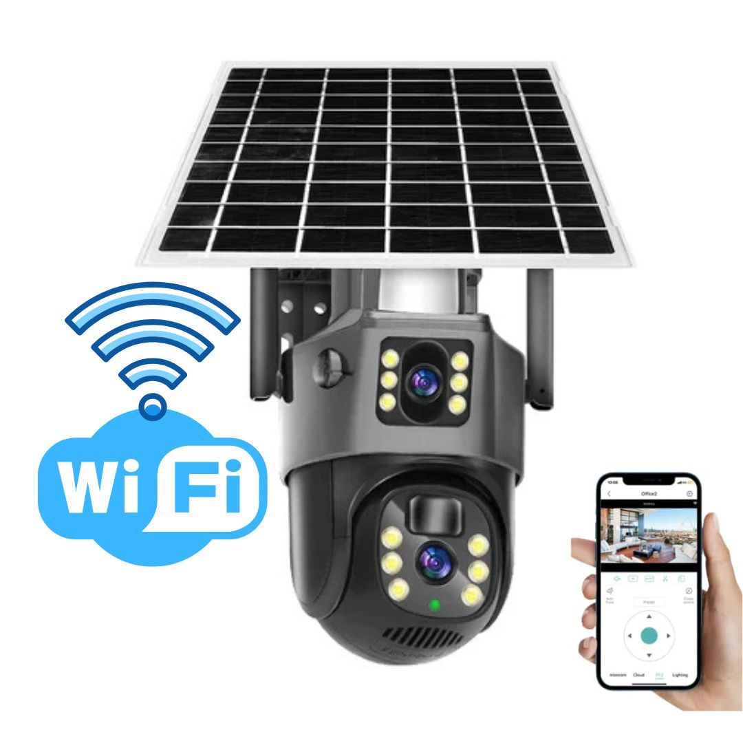 Sicherheitskamera Solar Dual-Linse | 10x Zoom 360° PTZ | 12.000 mAh IP66 4G WLAN | Vigiora