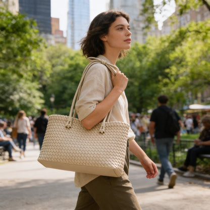 Sienna | Women’s Tote Bag With Intricate Woven Detail And Sleek Long Straps | Timeless