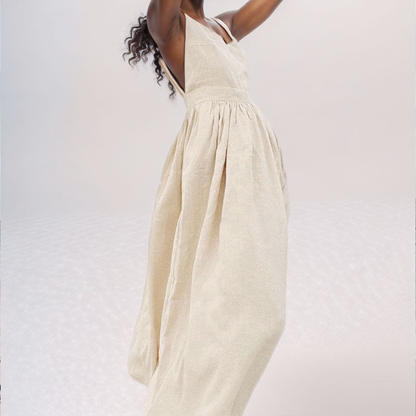 Sienna | Women’s Midi Dress V Neck Open Back Slit