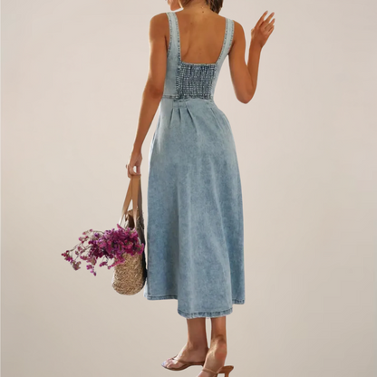 Caty | Vestido Midi de Mezclilla Sin Mangas para Mujeres