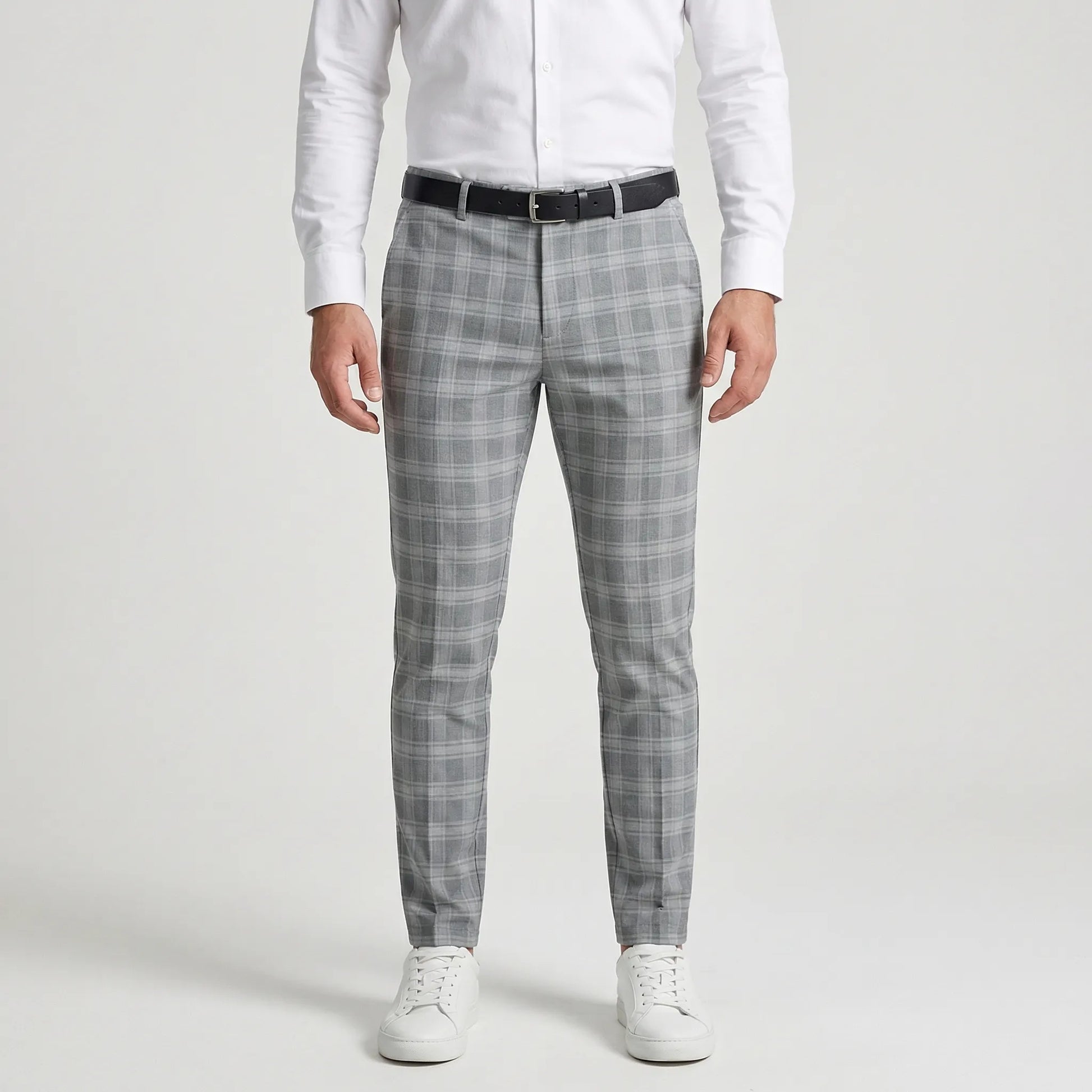 Slim Fit Cropped Check Trousers - Cornelius