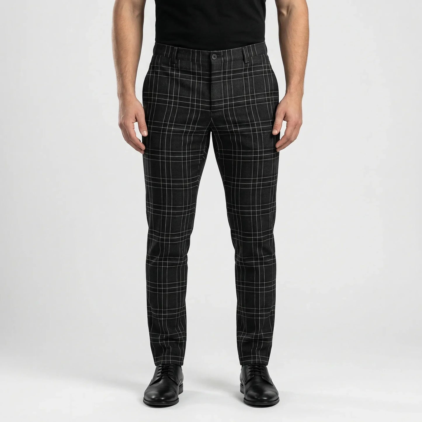 Slim Fit Cropped Check Trousers - Cornelius