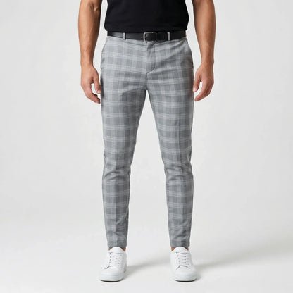 Slim Fit Cropped Check Trousers - Cornelius