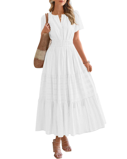 Elara™ | Boho Sukienka Maxi w Kształcie A z Dekoltem
