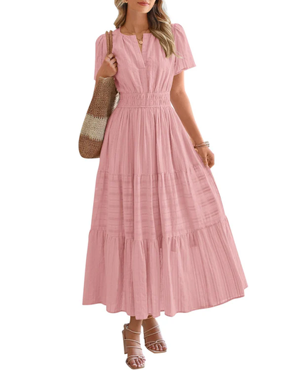 Elara™ | Boho Sukienka Maxi w Kształcie A z Dekoltem