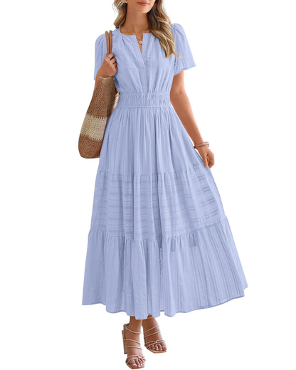 Elara™ | Boho Sukienka Maxi w Kształcie A z Dekoltem