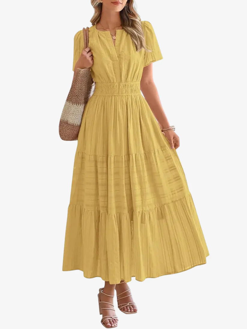 Elara™ | Boho Sukienka Maxi w Kształcie A z Dekoltem
