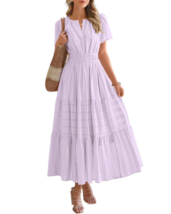 Elara™ | Boho Sukienka Maxi w Kształcie A z Dekoltem