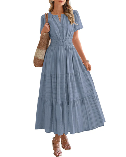 Elara™ | Boho Sukienka Maxi w Kształcie A z Dekoltem