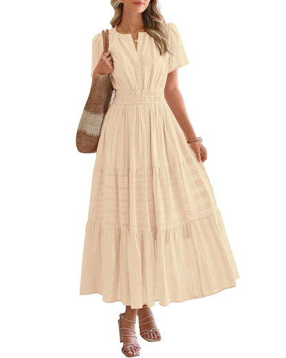 Elara™ | Boho Sukienka Maxi w Kształcie A z Dekoltem