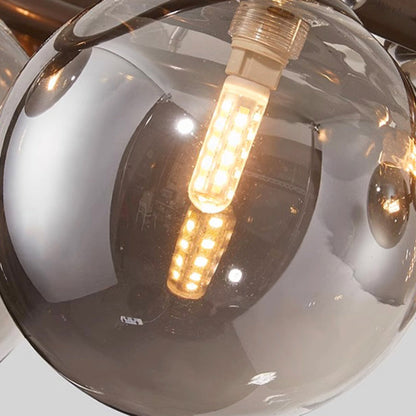 Smoke Glass Globe Chandelier with Ring Frame