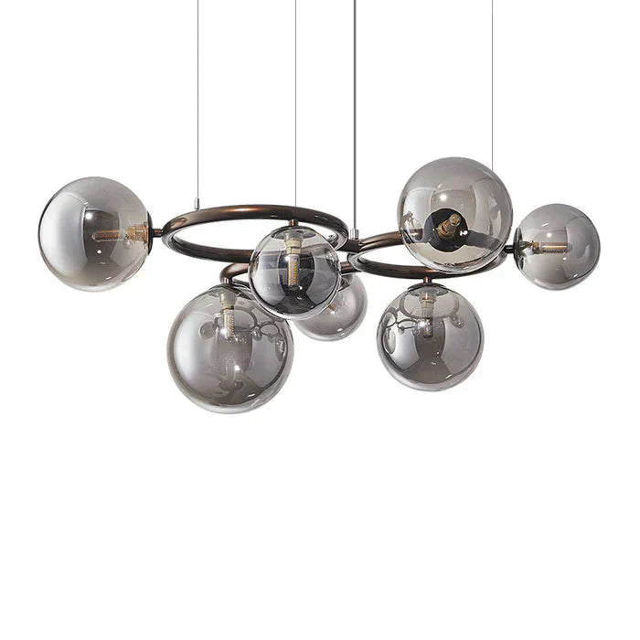 Smoke Glass Globe Chandelier with Ring Frame