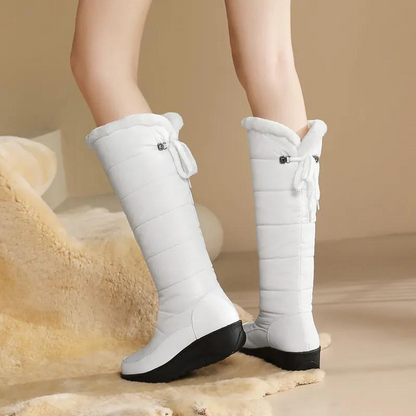 Damskie Buty Zimowe Do Kolan z Podszewką ze Sztucznego Futra