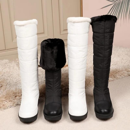 Damskie Buty Zimowe Do Kolan z Podszewką ze Sztucznego Futra