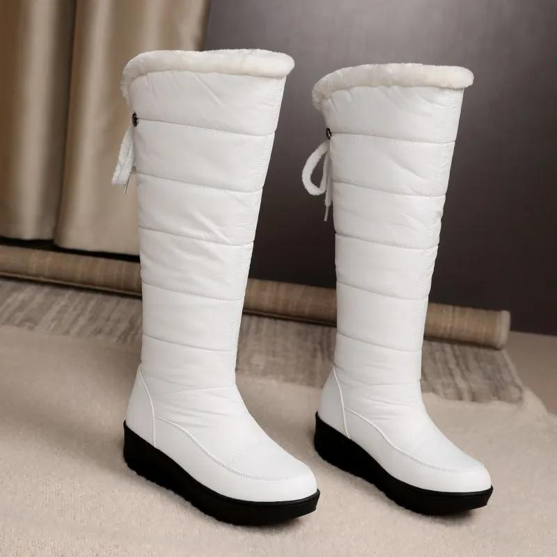Damskie Buty Zimowe Do Kolan z Podszewką ze Sztucznego Futra
