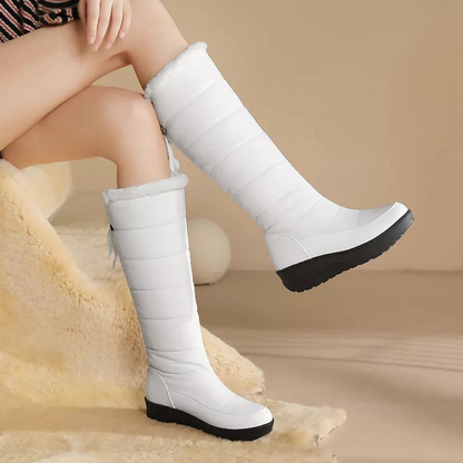 Damskie Buty Zimowe Do Kolan z Podszewką ze Sztucznego Futra